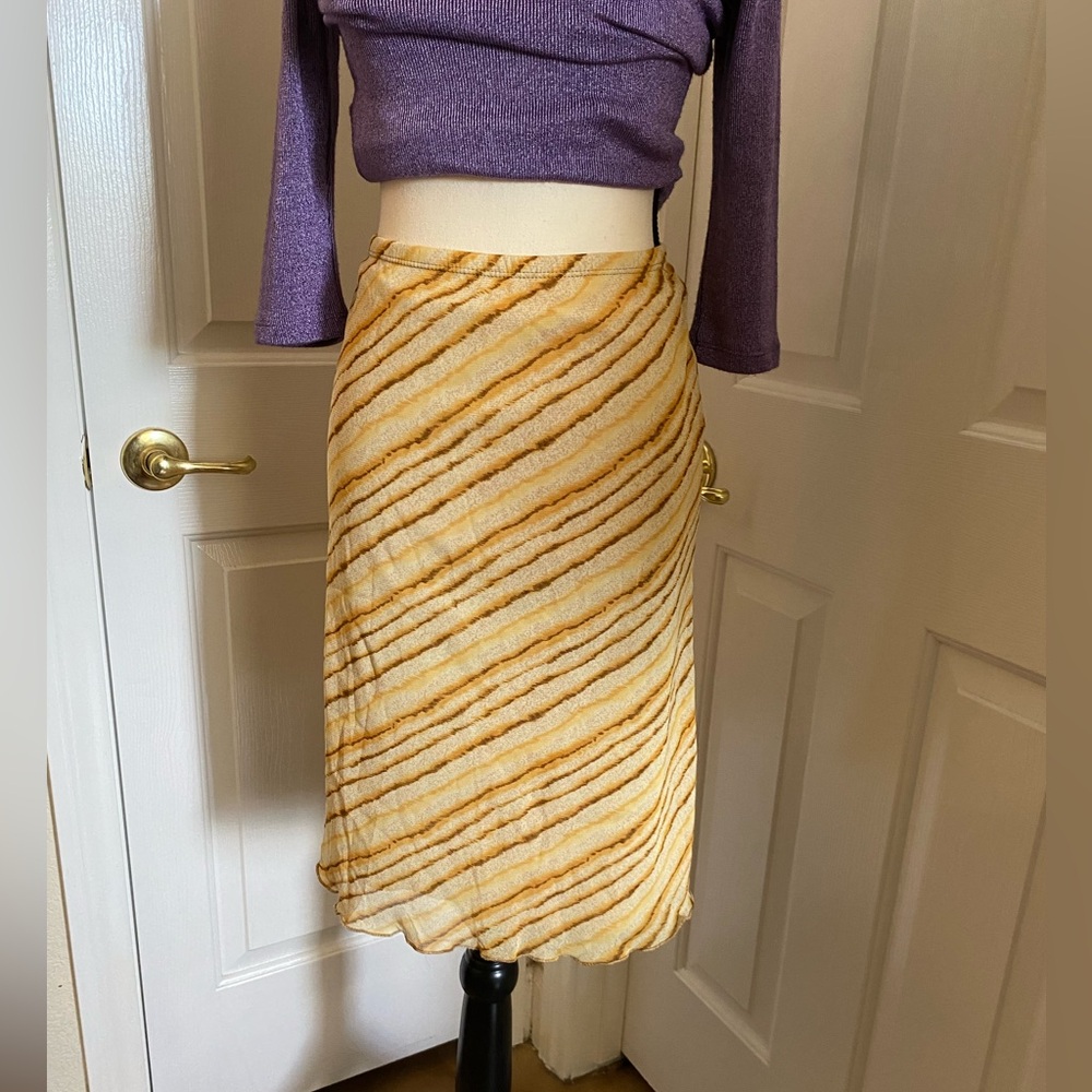 Y2k 90s ABSTRACT SAND SHEER MESH MIDI SKIRT